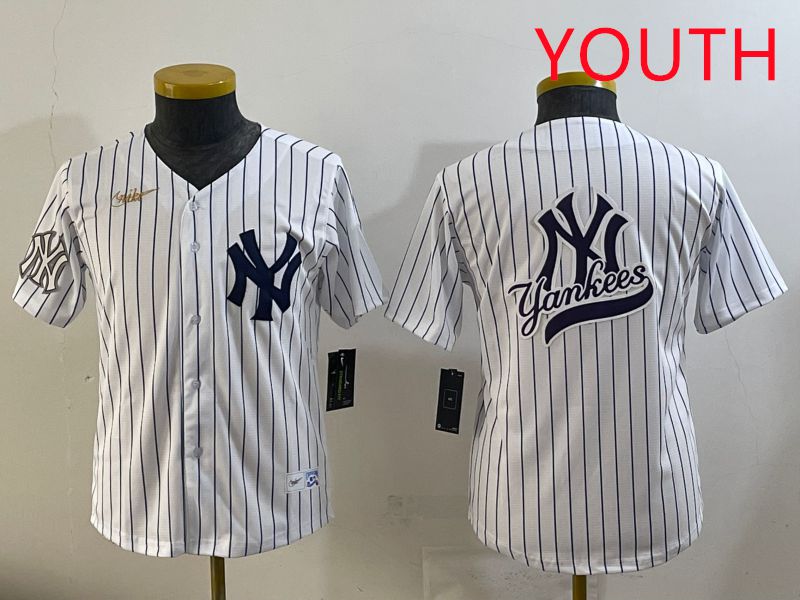 Youth 2025 New York Yankees Blank White Stripe Throwback Nike MLB Jersey style 5